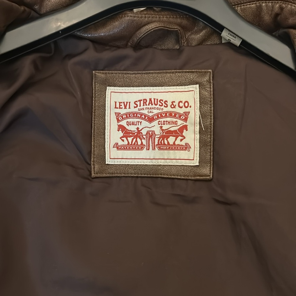Levi's Brown Leather Shirt Jacket - Picture 3 of 8